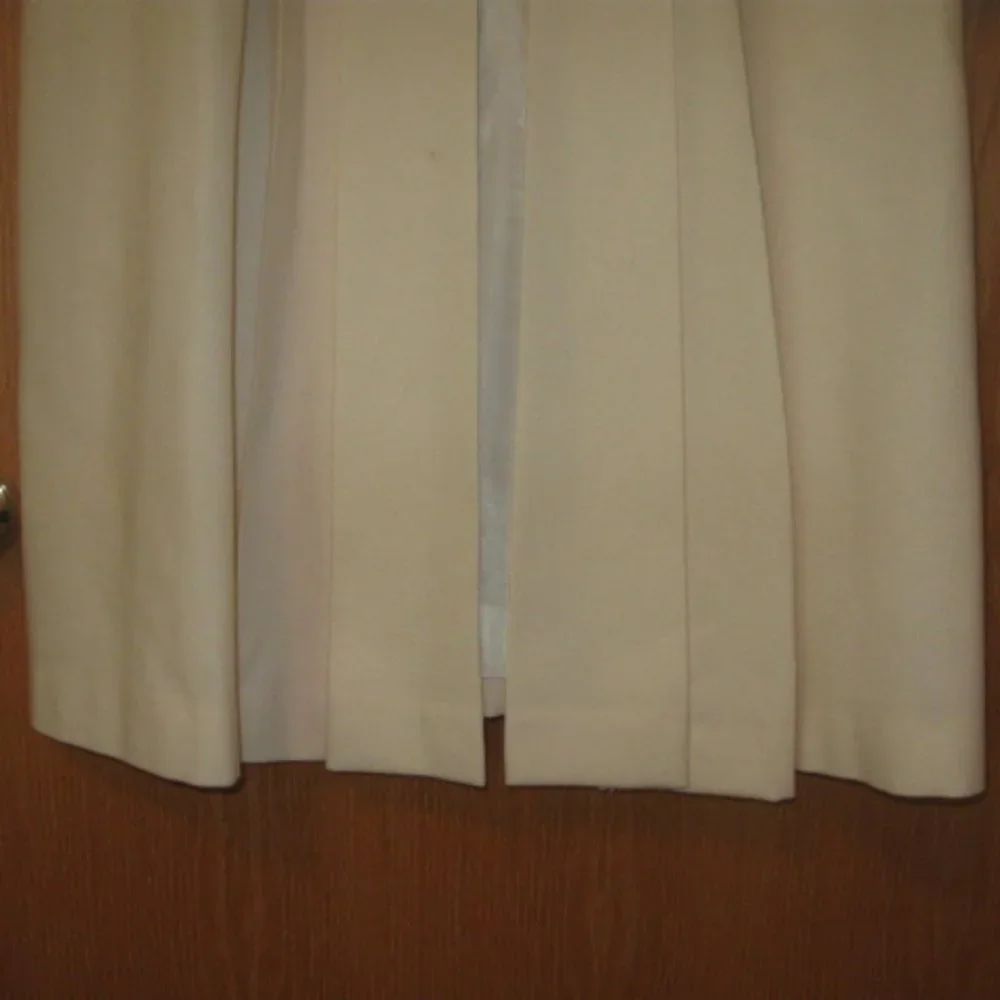 Jonathan Michael Off White Open Pleated Wool Coat